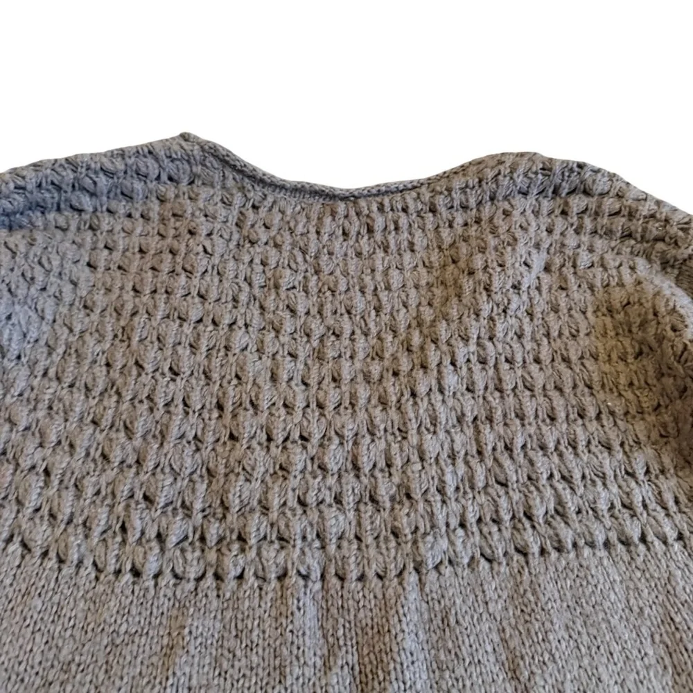 Free People Chunky Pullover V-Neck Sweater Neutral Brown Wool Stretch Size Large